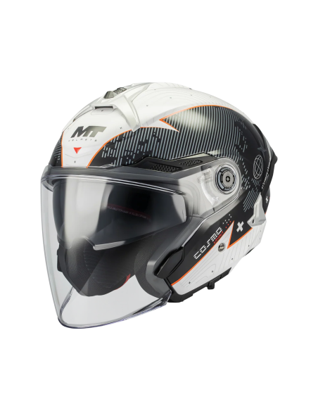 MT HELMETS Casco JET COSMO SV Layout A1 Blanco Brillo Totalmente Homologado