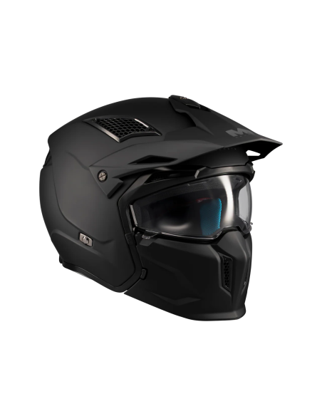 MT HELMETS Casco Modular STREETFIGHTER SV S Pure A1 Negro Mate Totalmente Homologado