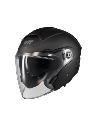 MT HELMETS Casco JET COSMO SV Pure A1 Negro Mate Totalmente Homologado