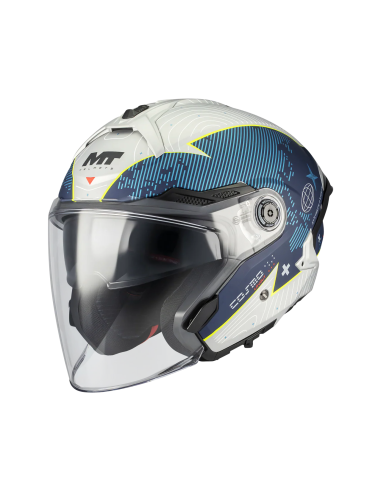 MT HELMETS Casco JET COSMO SV Layout C7 Azul Mate Totalmente Homologado