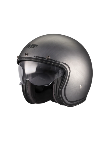 MT HELMETS Casco JET LEMANS 2 SV S Brushed A2 Gris Mate Totalmente Homologado