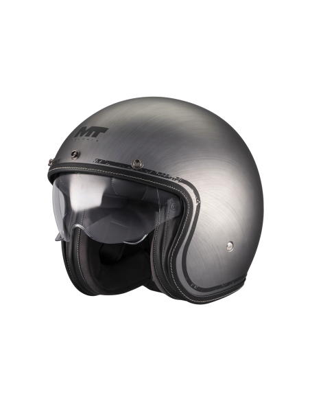 MT HELMETS Casco JET LEMANS 2 SV S Brushed A2 Gris Mate Totalmente Homologado