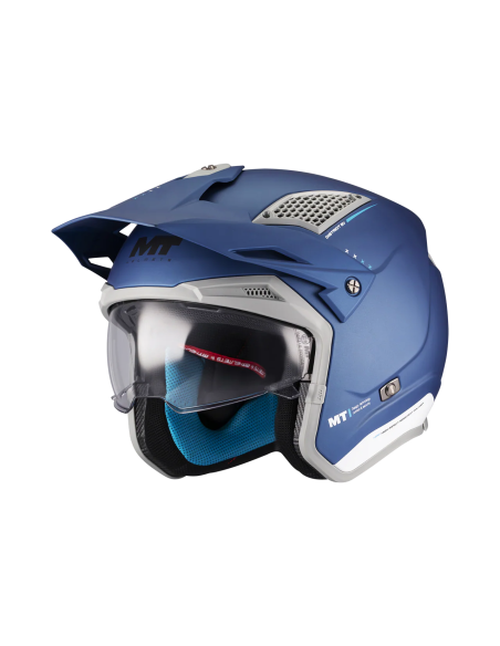 MT HELMETS Casco JET DISTRICT SV S Soul C7 Azul Mate Totalmente Homologado