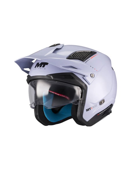 MT HELMETS Casco JET DISTRICT SV S Soul C17 Blanco Brillo Totalmente Homologado