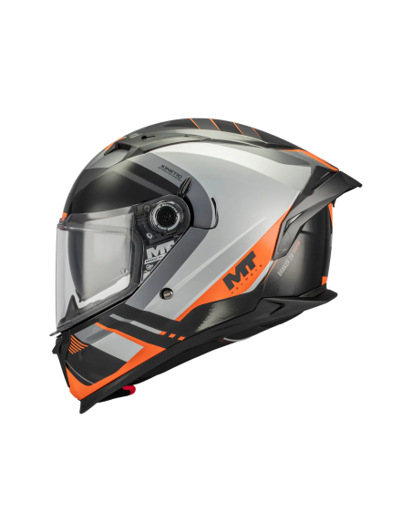 MT HELMETS Casco Integral BRAKER SV Inception B4 Negro y Naranja Brillo Totalmente Homologado