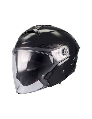 MT HELMETS Casco JET COSMO SV Pure A1 Negro Brillo Totalmente Homologado