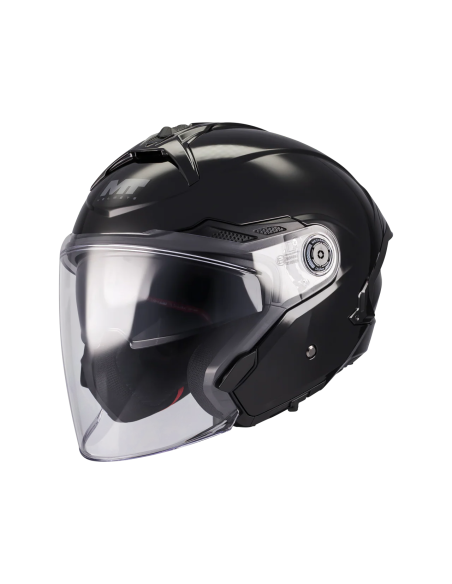 MT HELMETS Casco JET COSMO SV Pure A1 Negro Brillo Totalmente Homologado