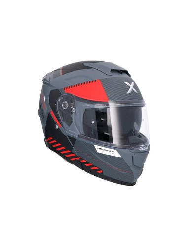 SHIRO HELMETS Casco Modular Modelo DISCOVER EXPERIENCE Gris Mate y Rojo Totalmente Homologado
