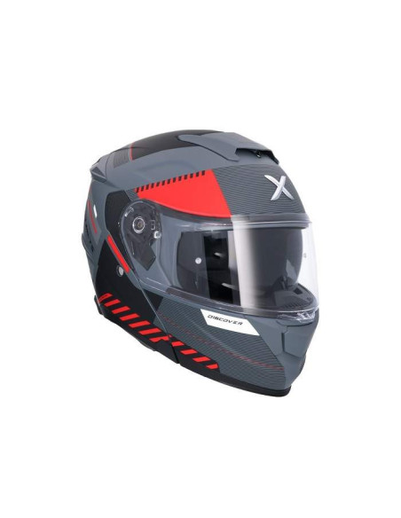 SHIRO HELMETS Casco Modular Modelo DISCOVER EXPERIENCE Gris Mate y Rojo Totalmente Homologado