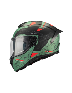 MT HELMETS Casco Modular Modelo ATOM 2 SV HIGHLANDS C6 Verde y Negro Mate Totalmente Homologado
