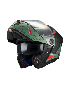 MT HELMETS Casco Modular Modelo ATOM 2 SV HIGHLANDS C6 Verde y Negro Mate Totalmente Homologado 2