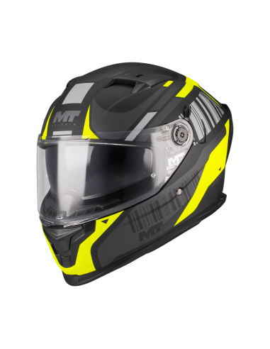 MT HELMETS Casco Integral BRAKER SV COCKPIT B13 Negro y Flúor Mate Totalmente Homologado
