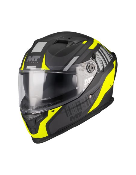 MT HELMETS Casco Integral BRAKER SV COCKPIT B13 Negro y Flúor Mate Totalmente Homologado
