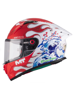 MT HELMETS Casco Integral Modelo KRE+ S YAMANAKA 2025 A5 Blanco y Rojo Brillo
