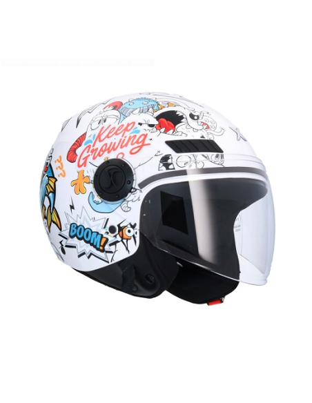 AXOR HELMETS Casco JET KID Modelo KIOTO SEA DRAGON INFANTIL Blanco