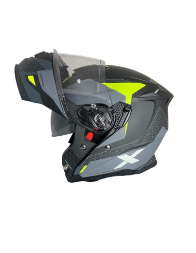 SHIRO HELMETS Casco Modular Modelo DISCOVER ROUTE Negro Mate y Amarillo Flúor Totalmente Homologado