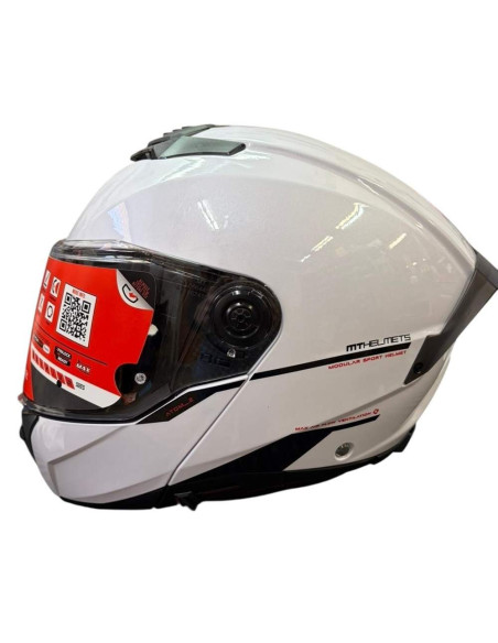 MT HELMETS Casco de Exposición OUTLET MODULAR ATOM 2 Blanco Brillo Talla XL