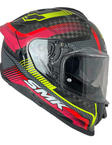 Casco Integral de Moto SMK Titan Carbon Razor GL234 – Fibra de Carbono Decorado Brillo, Ligero, Deportivo, y Visor Antirrayas