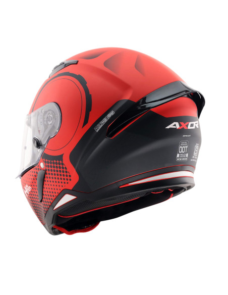 AXOR HELMETS Casco Integral Modelo HUNTER SPEAR Negro Rojo Totalmente Homologado 22.06