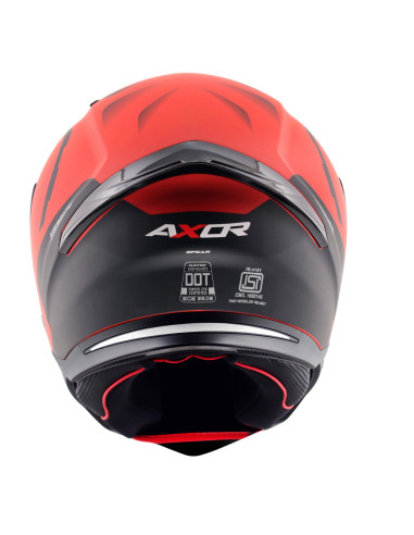 AXOR HELMETS Casco Integral Modelo HUNTER SPEAR Negro Rojo Totalmente Homologado 22.06