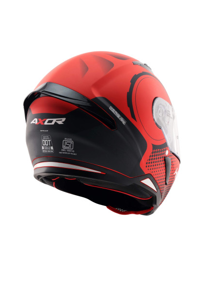 AXOR HELMETS Casco Integral Modelo HUNTER SPEAR Negro Rojo Totalmente Homologado 22.06
