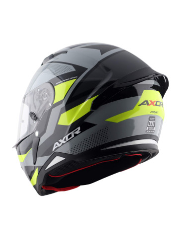 AXOR HELMETS Casco Integral Modelo HUNTER CORNET Negro Mate Amarillo Flúor Totalmente Homologado 22.06