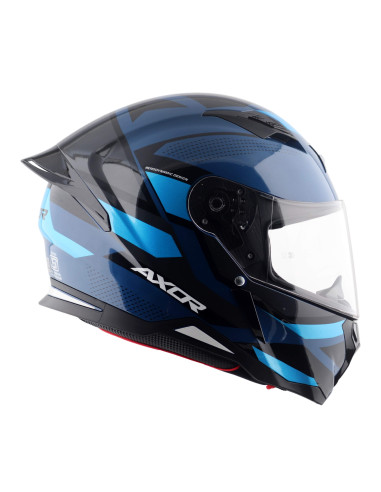 AXOR HELMETS Casco Integral Modelo HUNTER CORNET Negro y Azul Totalmente Homologado 22.06