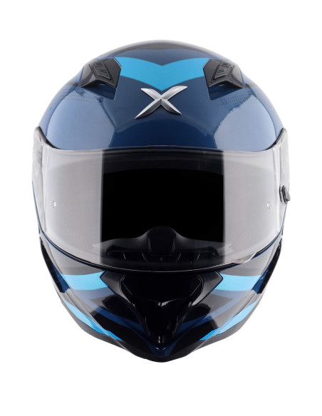 AXOR HELMETS Casco Integral Modelo HUNTER CORNET Negro y Azul Totalmente Homologado 22.06