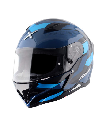 AXOR HELMETS Casco Integral Modelo HUNTER CORNET Negro y Azul Totalmente Homologado 22.06