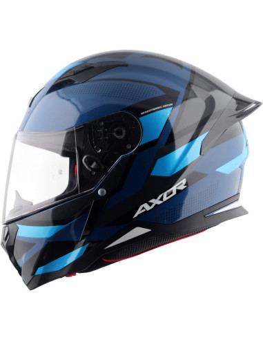 AXOR HELMETS Casco Integral Modelo HUNTER CORNET Negro y Azul Totalmente Homologado 22.06