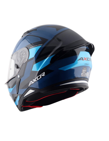 AXOR HELMETS Casco Integral Modelo HUNTER CORNET Negro y Azul Totalmente Homologado 22.06
