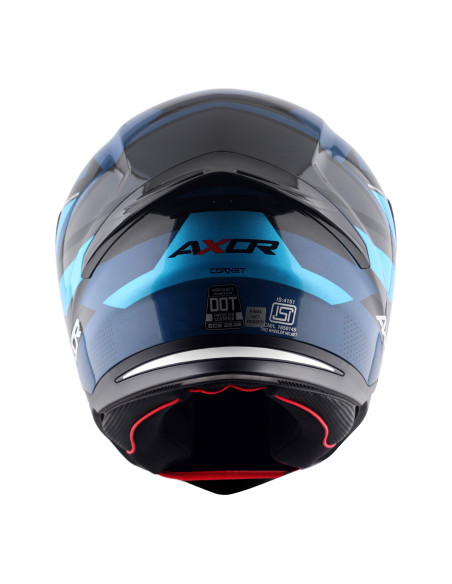 AXOR HELMETS Casco Integral Modelo HUNTER CORNET Negro y Azul Totalmente Homologado 22.06