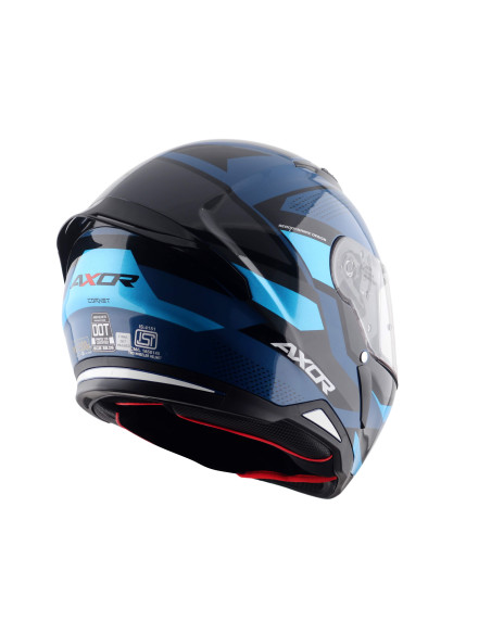 AXOR HELMETS Casco Integral Modelo HUNTER CORNET Negro y Azul Totalmente Homologado 22.06