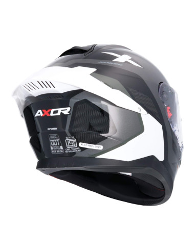 AXOR HELMETS Casco Integral Modelo SABER SPARK Blanco Perla Gris Totalmente Homologado 22.06
