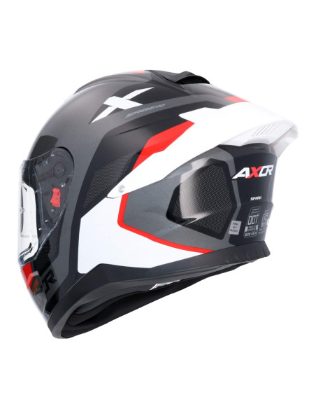 AXOR HELMETS Casco Integral Modelo SABER SPARK Negro Rojo Totalmente Homologado 22.06