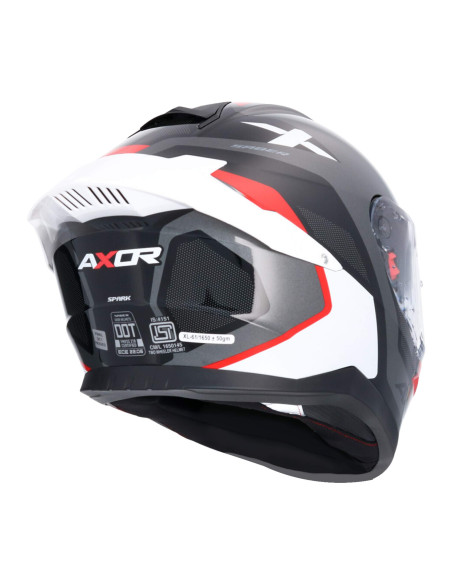 AXOR HELMETS Casco Integral Modelo SABER SPARK Negro Rojo Totalmente Homologado 22.06