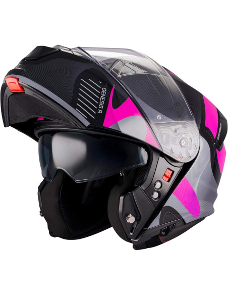 Casco Modular MT Helmet Genesis R SV Lancer B8 Brillo con Visor Solar Integrado 22.06
