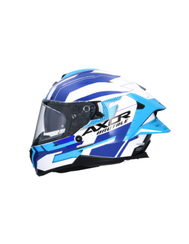 Casco Integral AXOR Brutale Plexus Blanco/Azul | ECE 22.06 | Sun Vision | Tecnoescape
