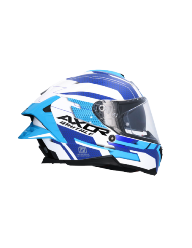 Casco Integral AXOR Brutale Plexus Blanco/Azul | ECE 22.06 | Sun Vision | Tecnoescape