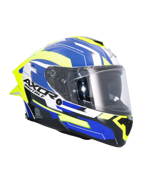 Casco Integral AXOR Brutale Plexus Azul/Verde | ECE 22.06 | Sun Vision | Tecnoescape