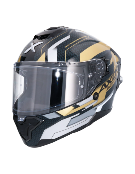 Casco Integral AXOR Brutale Plexus Negro/Oro | ECE 22.06 | Sun Vision | Tecnoescape