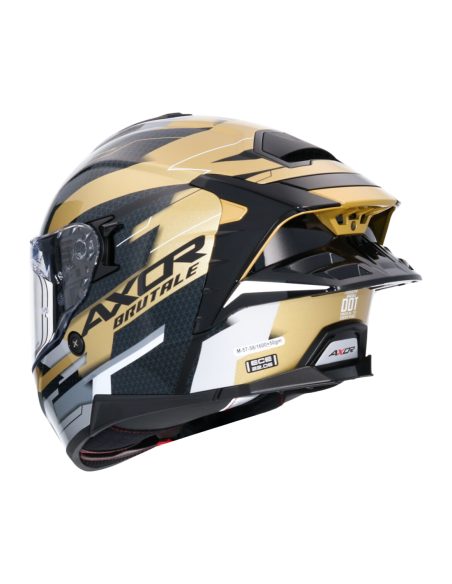 Casco Integral AXOR Brutale Plexus Negro/Oro | ECE 22.06 | Sun Vision | Tecnoescape