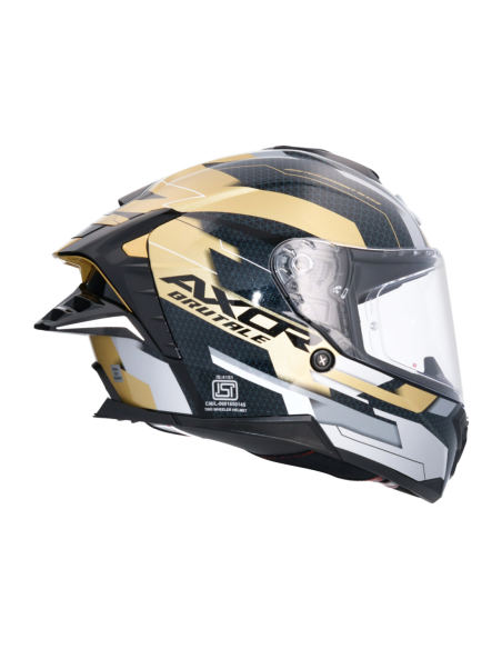 Casco Integral AXOR Brutale Plexus Negro/Oro | ECE 22.06 | Sun Vision | Tecnoescape
