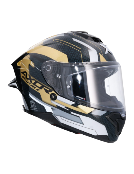 Casco Integral AXOR Brutale Plexus Negro/Oro | ECE 22.06 | Sun Vision | Tecnoescape
