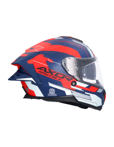 Casco Integral AXOR Brutale Plexus Azul Mate/Rojo | ECE 22.06 | Sun Vision | Tecnoescape