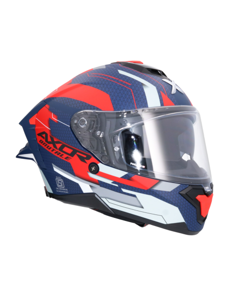 Casco Integral AXOR Brutale Plexus Azul Mate/Rojo | ECE 22.06 | Sun Vision | Tecnoescape