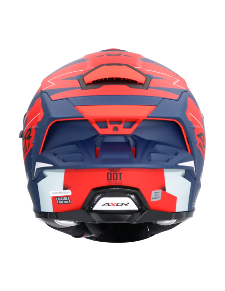 Casco Integral AXOR Brutale Plexus Azul Mate/Rojo | ECE 22.06 | Sun Vision | Tecnoescape