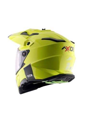 AXOR X-CROSS D/V ADVENTURE SOLID Amarillo Fluor | Casco Doble Visor ECE R22.06