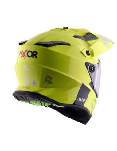 AXOR X-CROSS D/V ADVENTURE SOLID Amarillo Fluor | Casco Doble Visor ECE R22.06