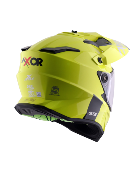 AXOR X-CROSS D/V ADVENTURE SOLID Amarillo Fluor | Casco Doble Visor ECE R22.06